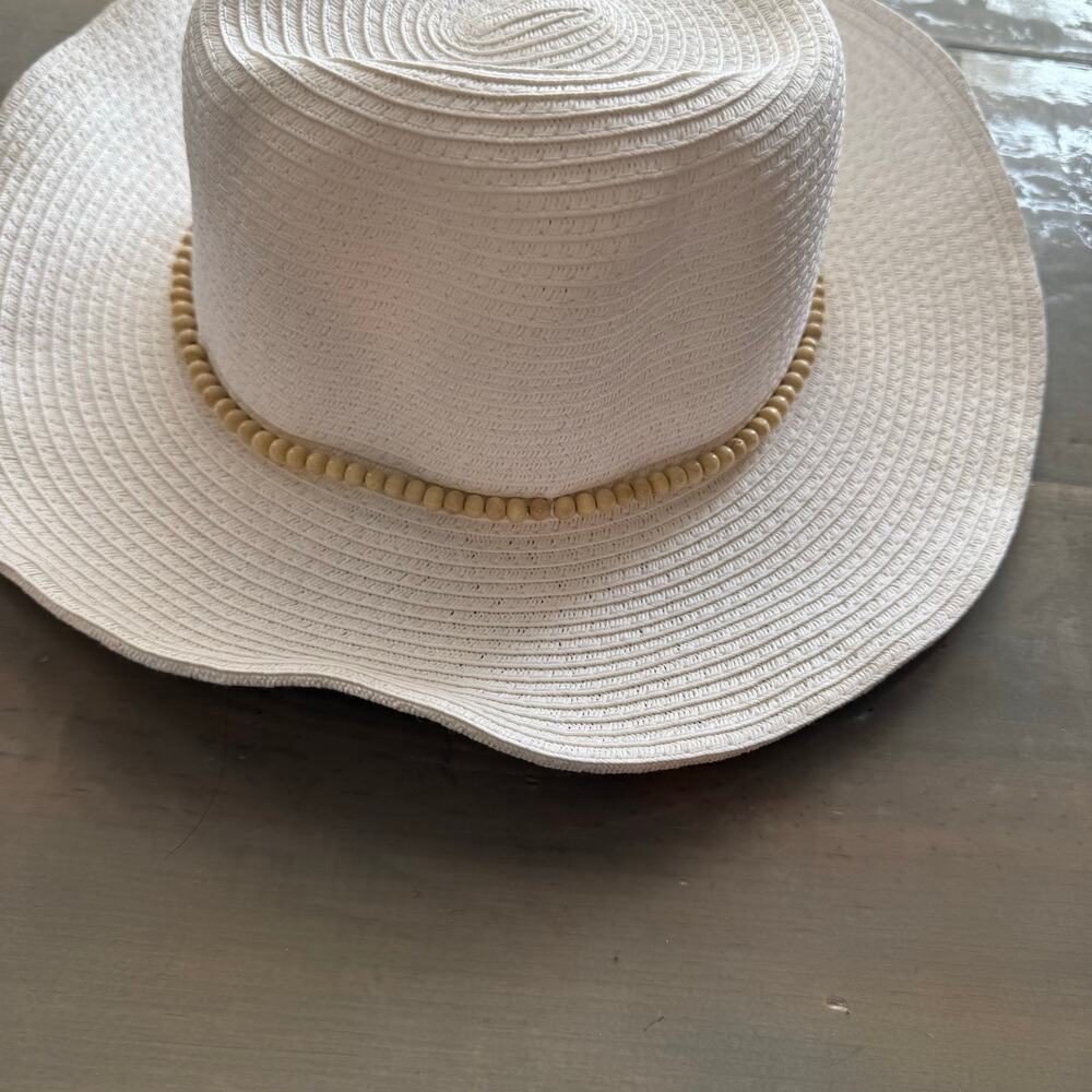 INC International Concepts White Beaded Straw Hat Sz O/S NWT - Picture 8 of 13
